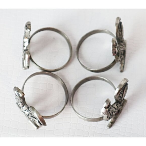 4 Vintage Metal Chicken Napkin Rings, Napkin Holders, Farmhouse Decor - Picture 4 of 4